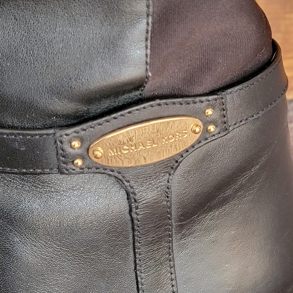 Michael Kors Black Finely Tall Leather Riding Heeled Boots 7 - Picture 10 of 16
